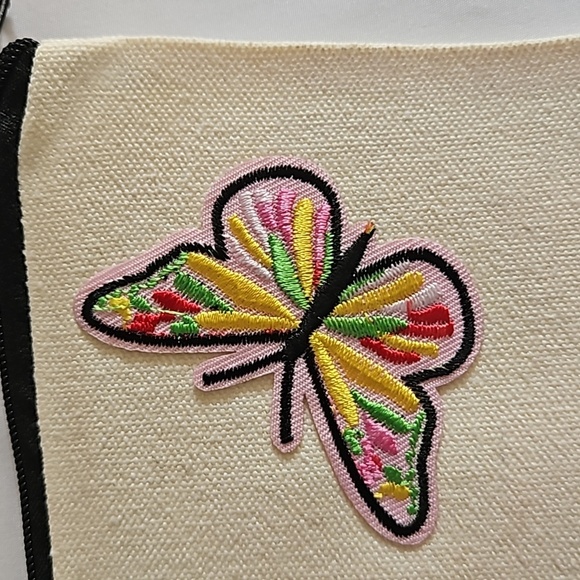 Hand Crafted embroidered bag red skull multicolored butterflies red rose rustic - Picture 11 of 17